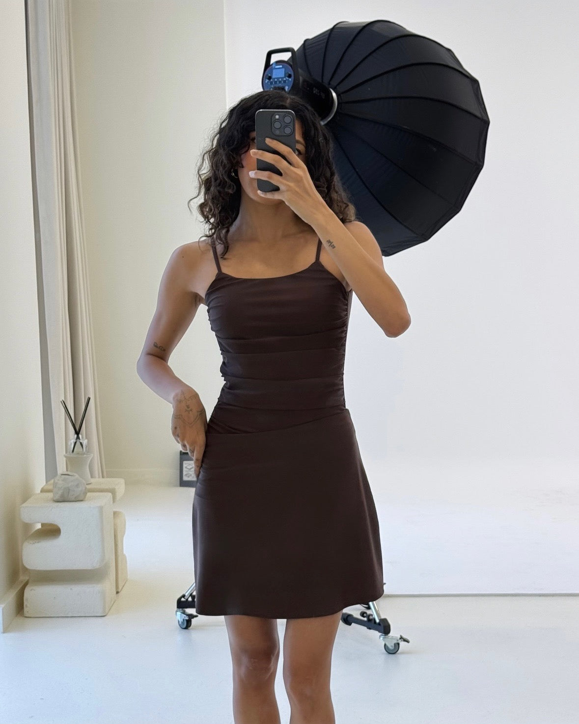 Cocoa Brown - Swimsuit & Skort Set