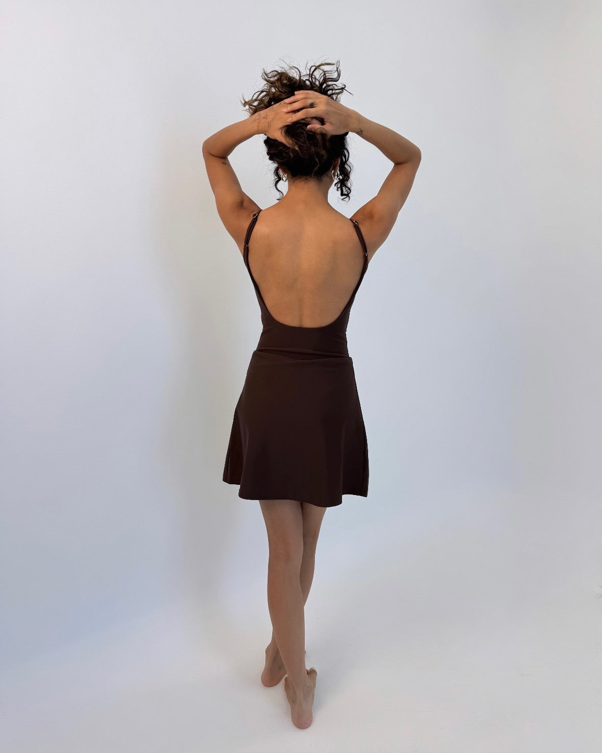 Cocoa Brown - Swimsuit & Skort Set